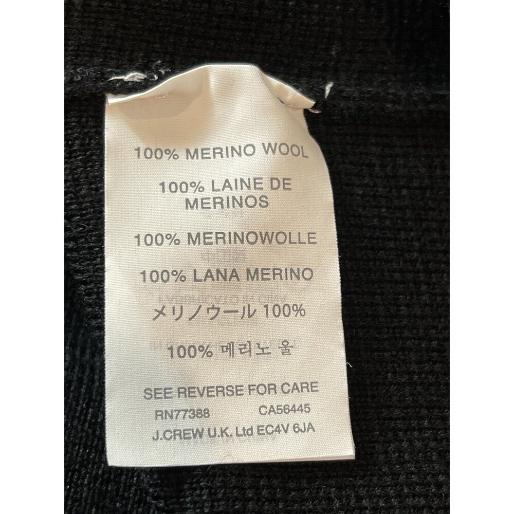 J. Crew Black 100% Merino Wool Pullover Stretch Qtr Sleeve Front Pocket Top L - Picture 6 of 9